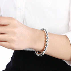Sterling Silver Plated 8mm Bead Bracelet
