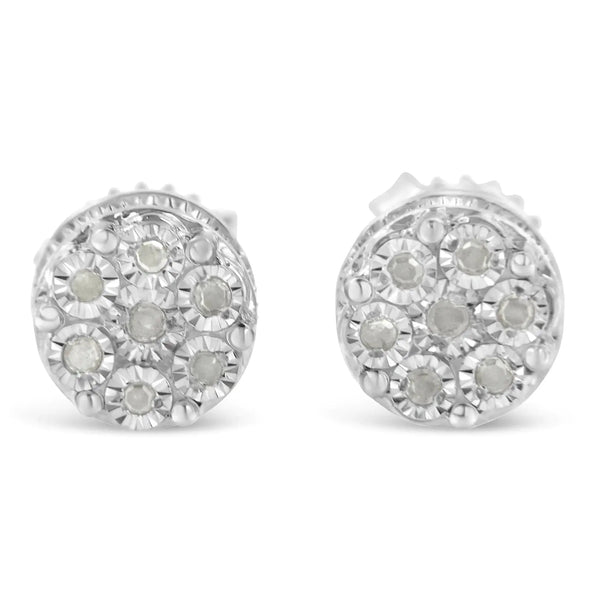Sterling Sliver CZ Cluster Stud Earrings
