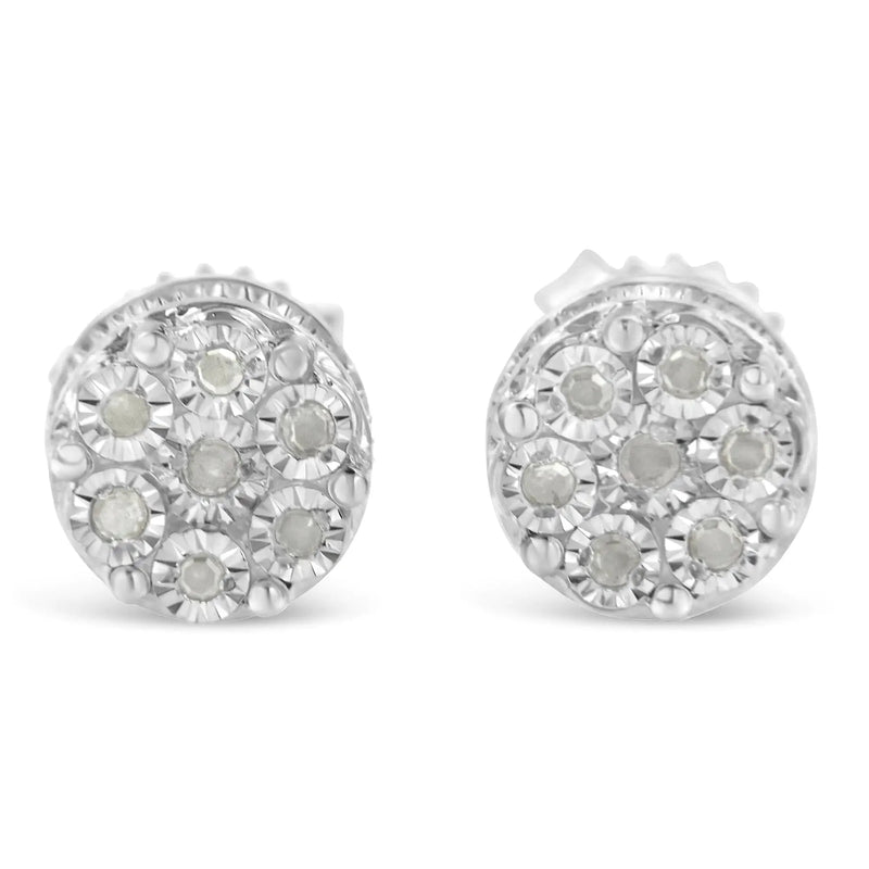 Sterling Sliver CZ Cluster Stud Earrings