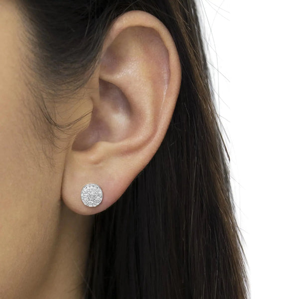 Sterling Sliver CZ Cluster Stud Earrings