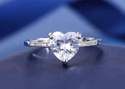 Sterling silver-plated heart shaped CZ Ring