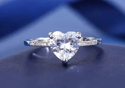 Sterling silver-plated heart shaped CZ Ring