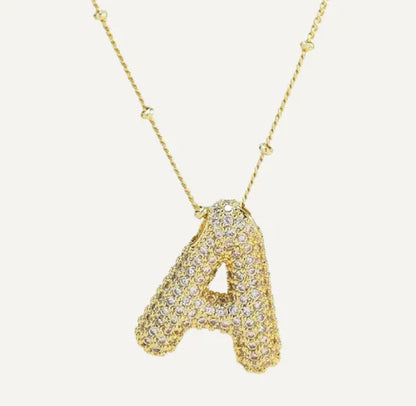 Initial Bubble Necklace - Classic 18K Gold Jewelry Set