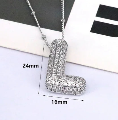 Zircon Bubble Letter Pendant.