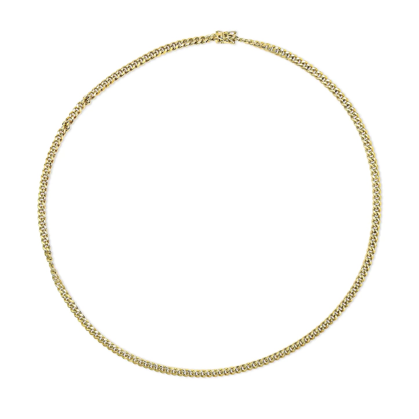 Gold-Solid 14K Yellow Gold 4.5mm Miami Cuban Chain Necklace - Men Chain