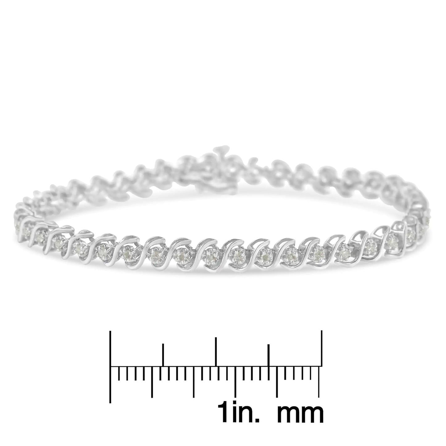 .925 Sterling Silver 1.0 Cttw Round Miracle-Set Diamond 7" Tennis Bracelet