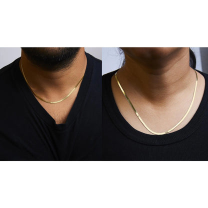 Men Solid 14K Gold 2.8mm Imperial Herringbone Chain Necklace