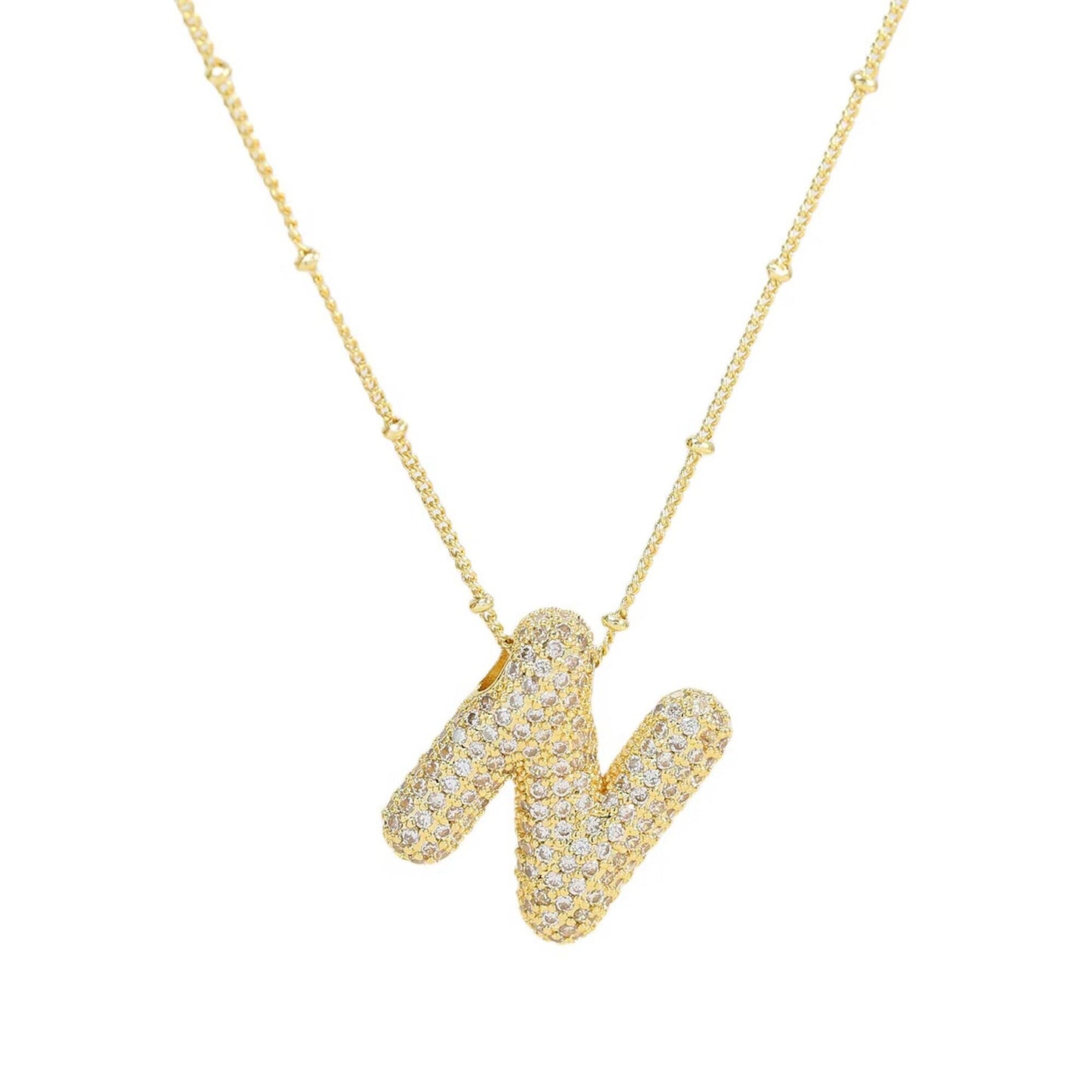 Initial Bubble Necklace - Classic 18K Gold Jewelry Set