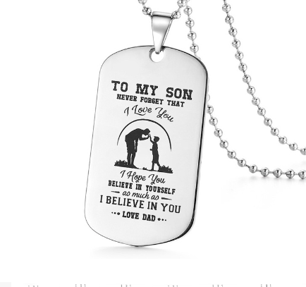 "To My Son Stainless Steel Family Necklace with Pendant" Chucaessentials