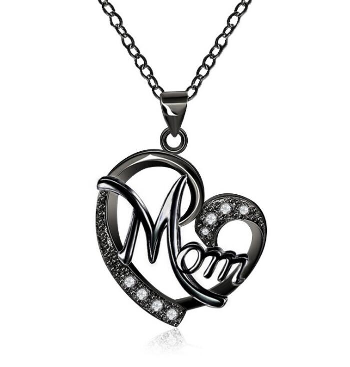 Mom's Heart-Shaped Crystal Pendant Necklace with Diamonds Chucaessentials