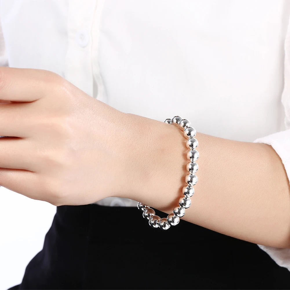 925 Sterling Silver 8mm Bead Chain Bracelets