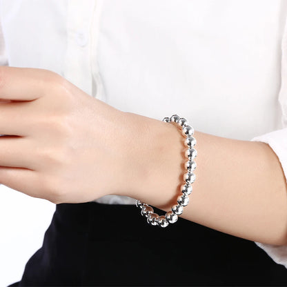 925 Sterling Silver 8mm Bead Chain Bracelets