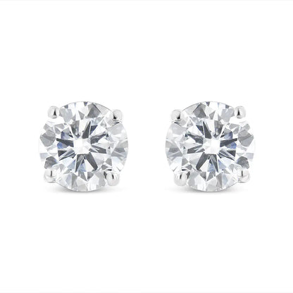 14K White Gold 2.00 Cttw Lab Grown Round Brilliant-Cut Diamond Classic 4-Prong Stud Earrings with Screw Backs