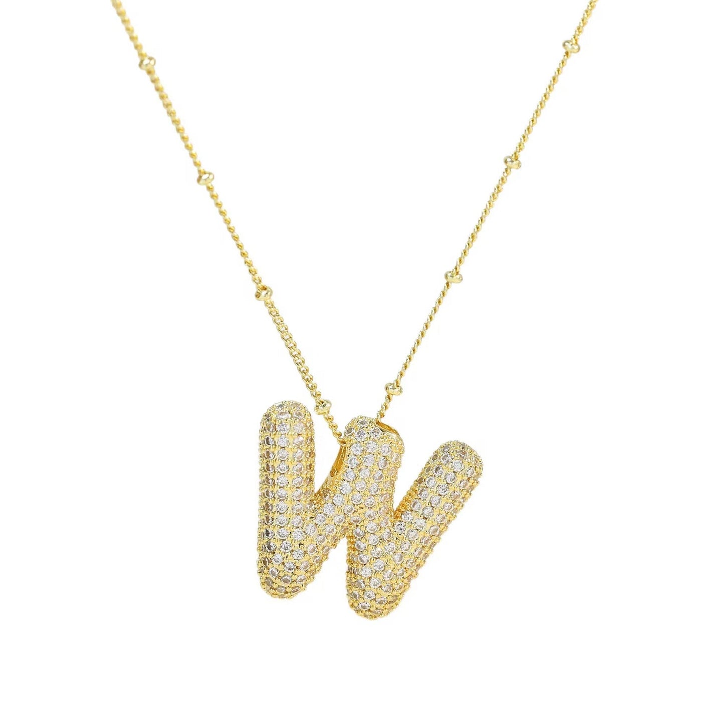 Initial Bubble Necklace - Classic 18K Gold Jewelry Set