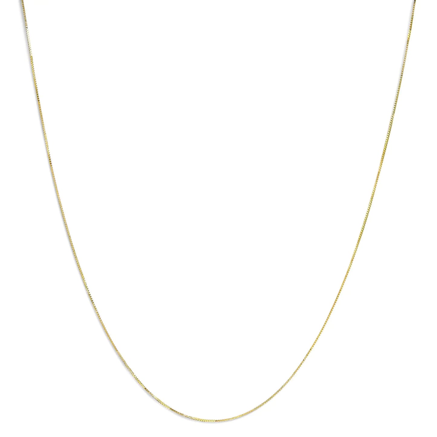 Men Solid 14K Gold 0.75mm Classic Box Chain Necklace