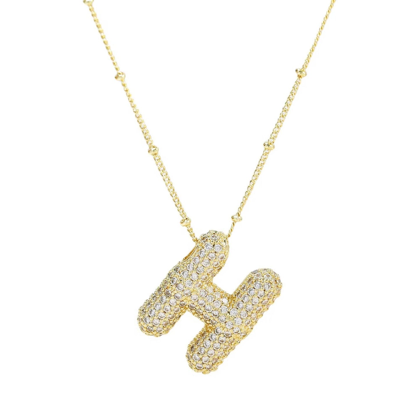 Initial Bubble Necklace - Classic 18K Gold Jewelry Set