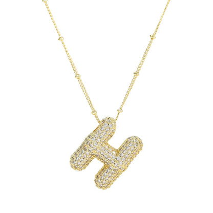 Initial Bubble Necklace - Classic 18K Gold Jewelry Set