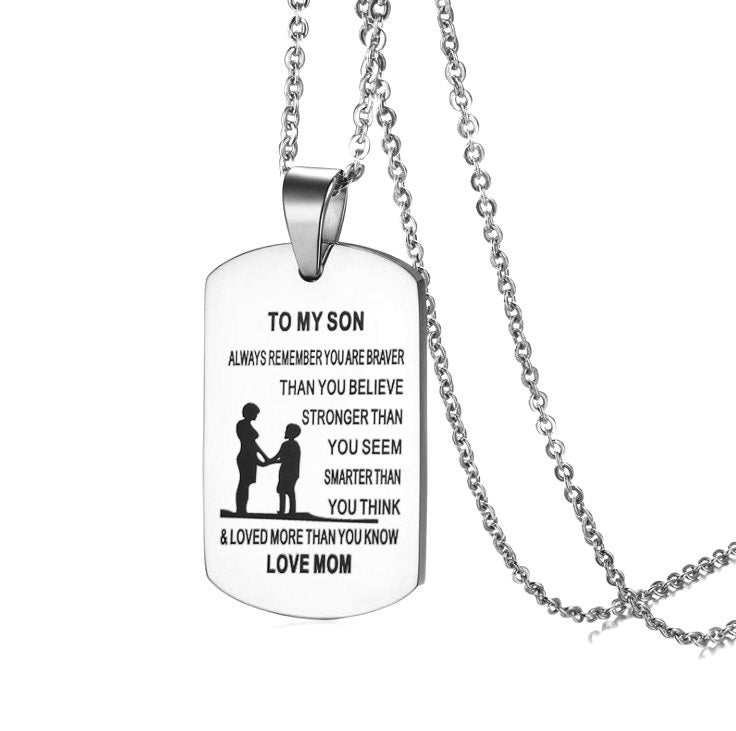 "To My Son Stainless Steel Family Necklace with Pendant" Chucaessentials