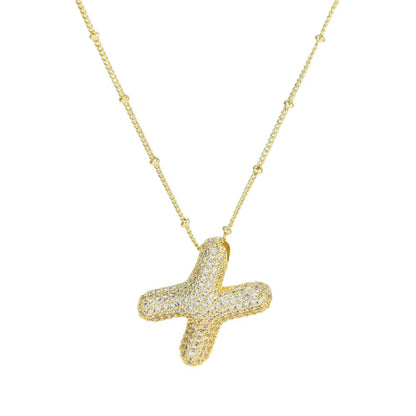 Initial Bubble Necklace - Classic 18K Gold Jewelry Set