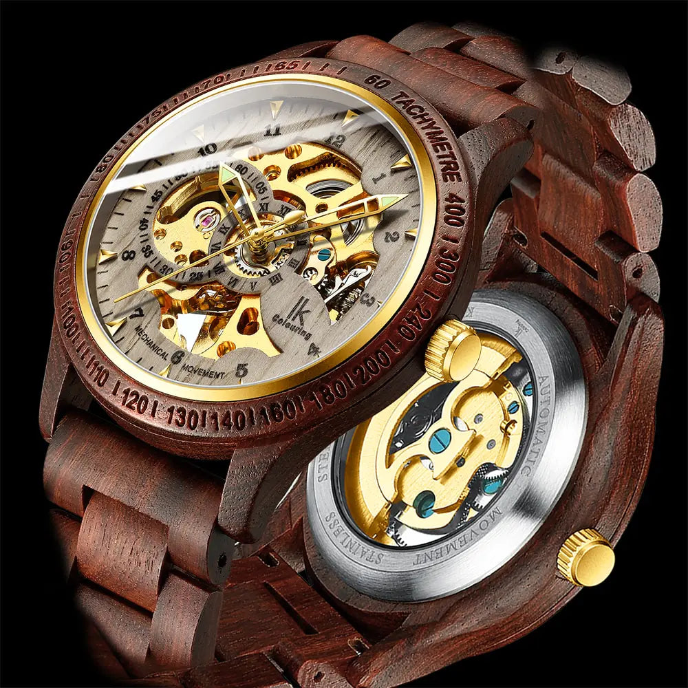 Classic Wooden Men's Mechanical Watch.