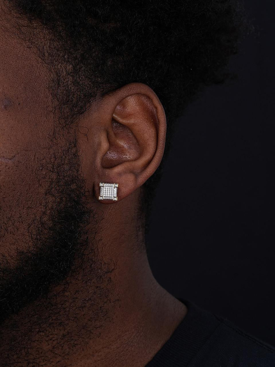 Hip Hop Men's 925 Silver Earrings with Zircon Stones