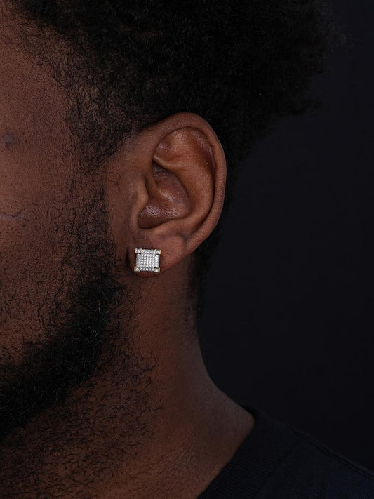 Hip Hop Men's 925 Silver Earrings with Zircon Stones