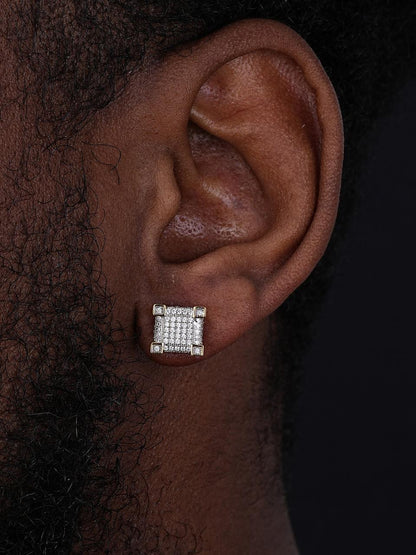 Hip Hop Men's 925 Silver Earrings with Zircon Stones