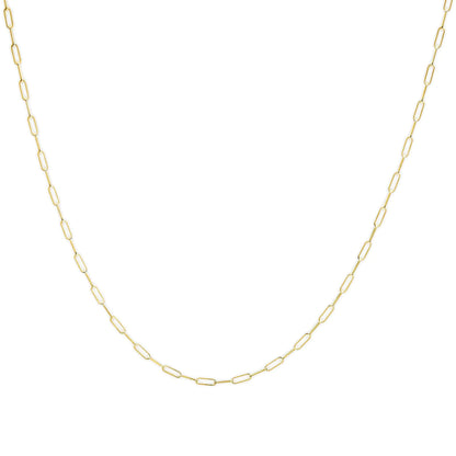 Men Solid 14K Gold 2.5mm Paperclip Chain Necklace