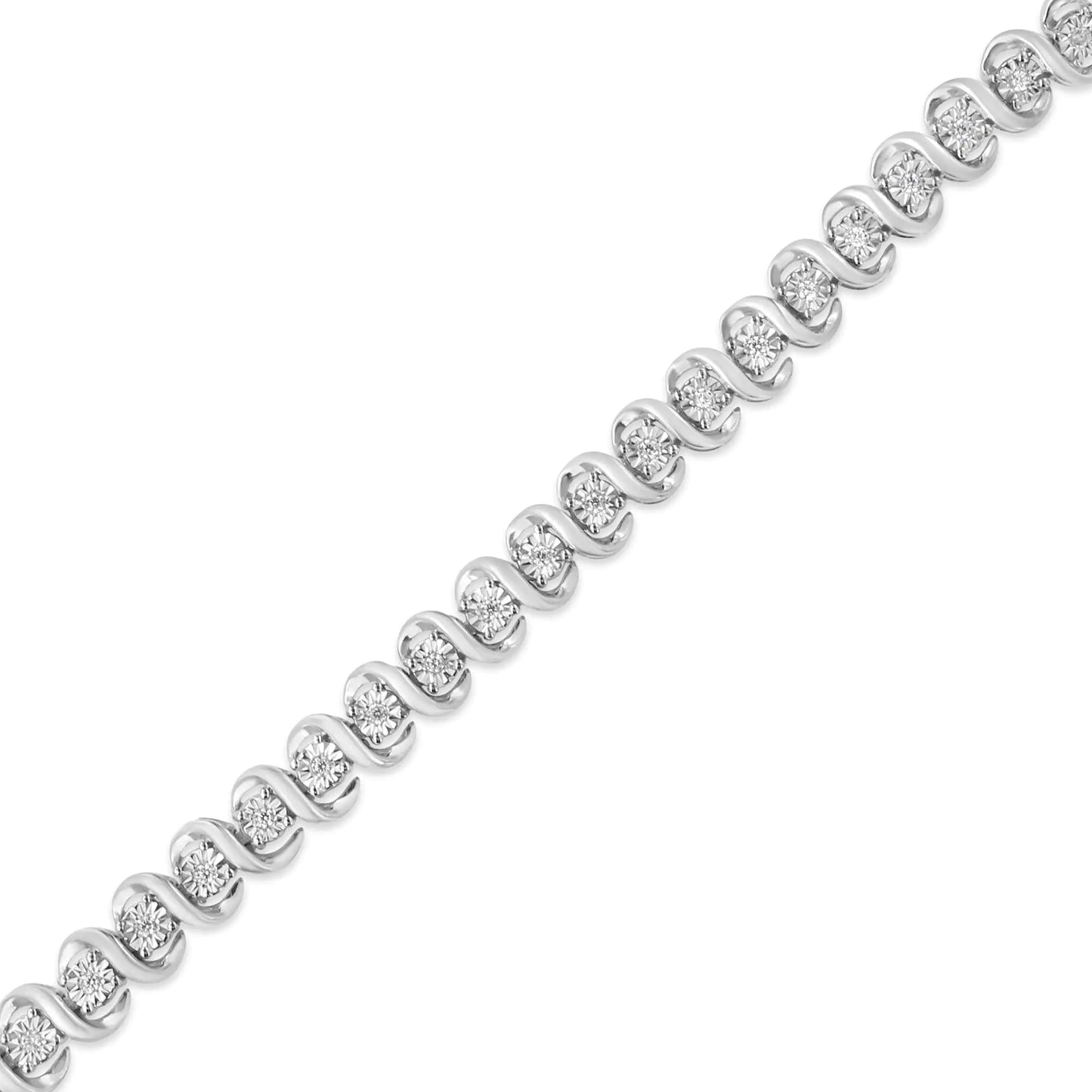 .925 Sterling Silver 1/3 Cttw Miracle-Set Diamond "S" Link Tennis Bracelet