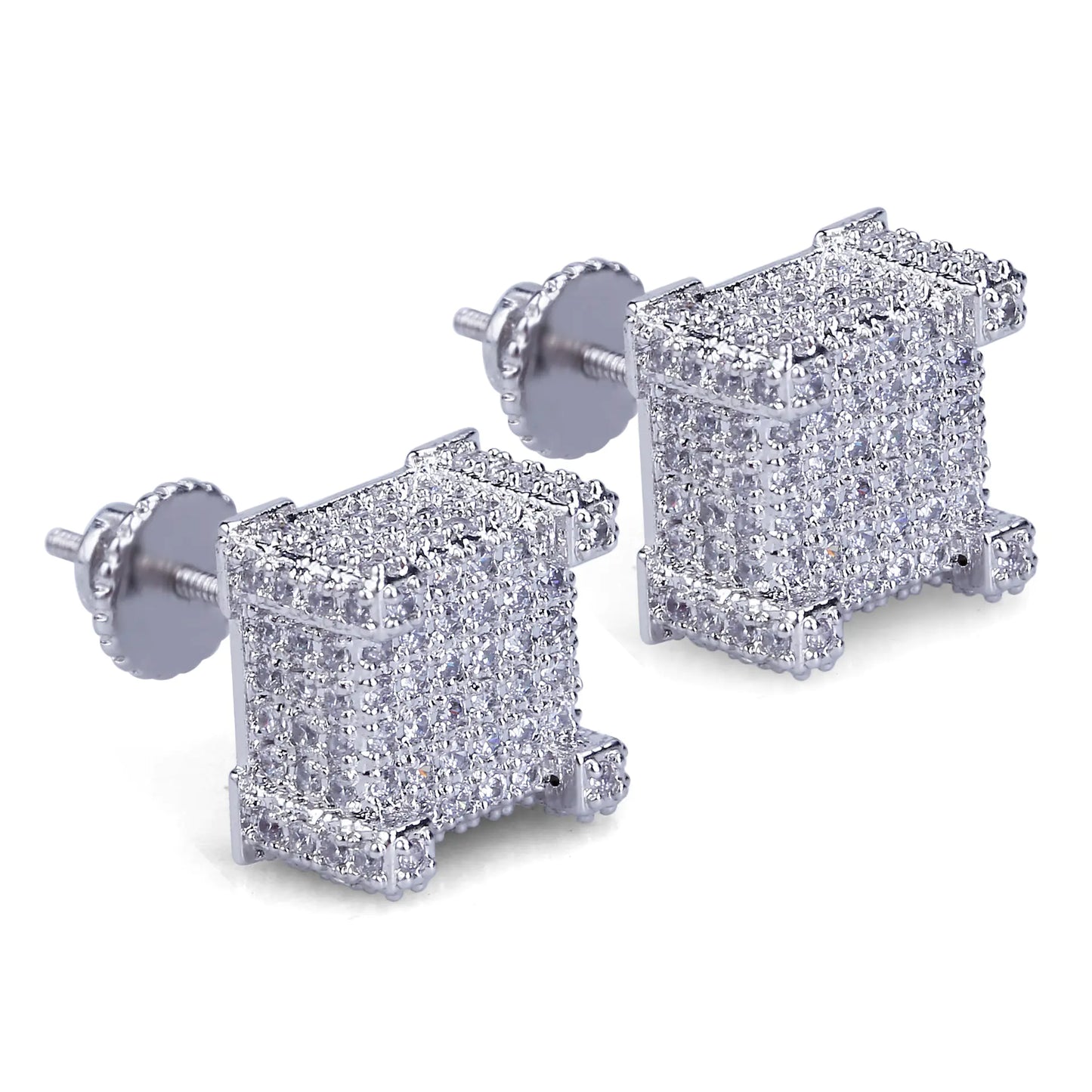 Hip Hop Men's 925 Silver Earrings with Zircon Stones