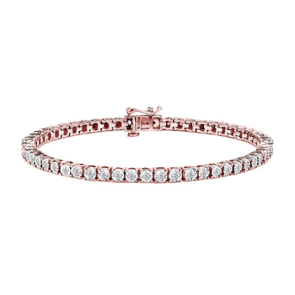 .925 Sterling Silver 1.0 Cttw Miracle-Set Diamond Round Faceted Bezel Tennis Bracelet