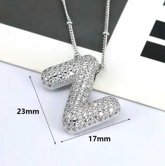 Zircon Bubble Letter Pendant.