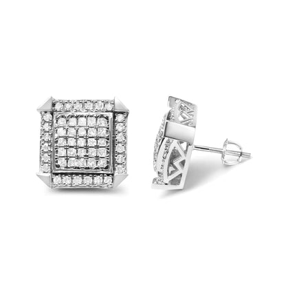 10K White Gold 1.0 Cttw Diamond Composite with Halo Stud Earrings